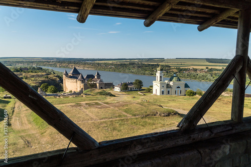 Medieval Khotyn fortress in Khotyn village on a Dniestr river, Chernivtsi region, Ukraine.