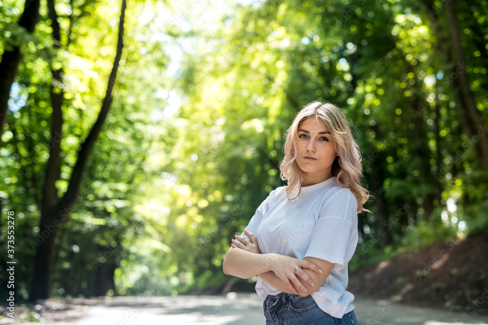 happy woman in forest enjoy free summer time happy woman in forest enjoy free summer time