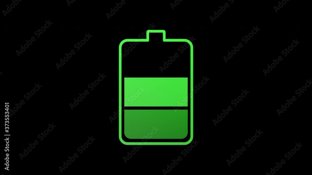 Green charging icon, loopable animation on a black background Green charging icon, loopable animation on a black background