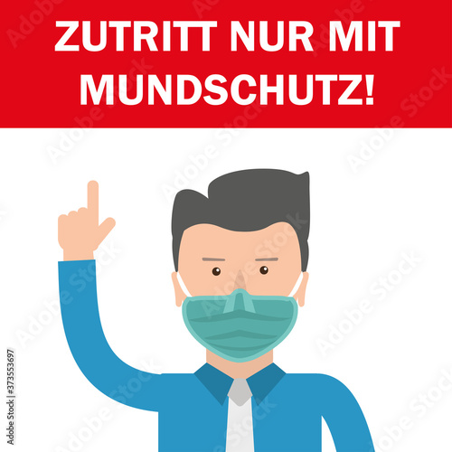 Cartoon Zutritt nur mit Mundschutz