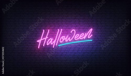 Halloween neon vector sign. Halloween holiday design