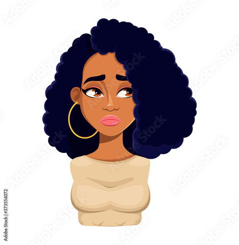 Emotion of beautiful African American woman