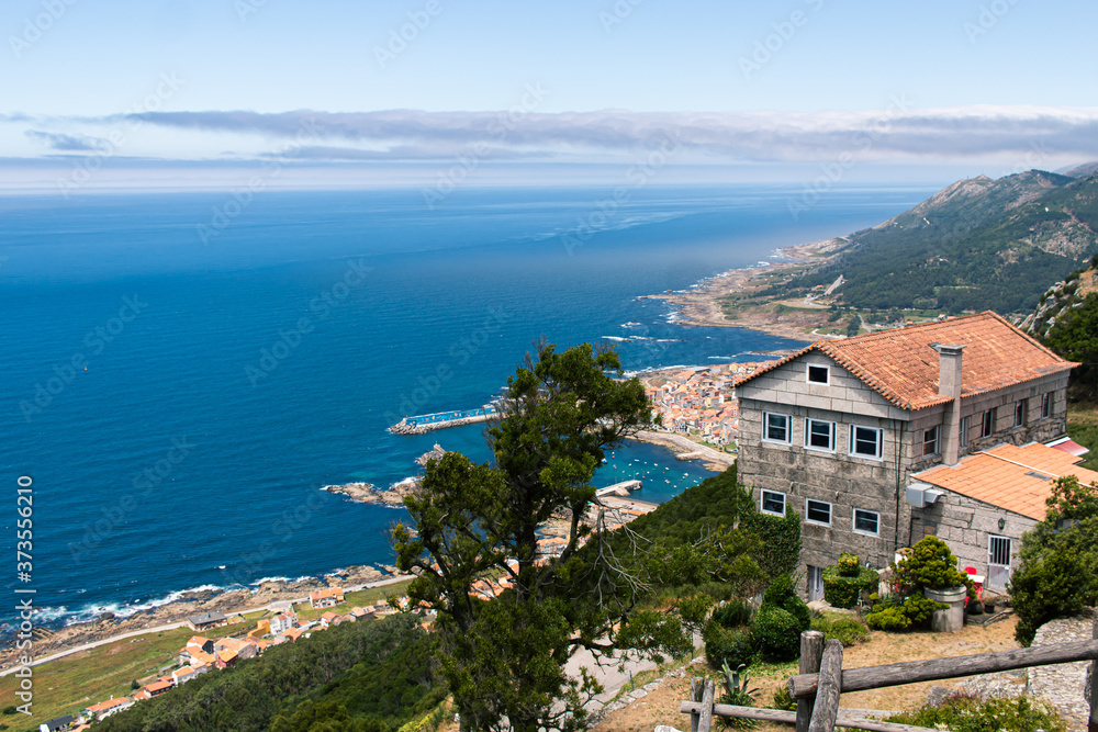 View of the Atlantic ocean from a viewpoint in Galicia close to the Minho river