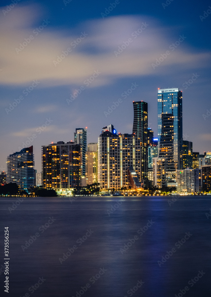 miami Florida city skyline at night buildings 