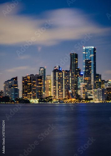 miami Florida city skyline at night buildings 