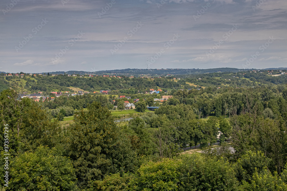 summer view of the small town of Dobczyce in Poland