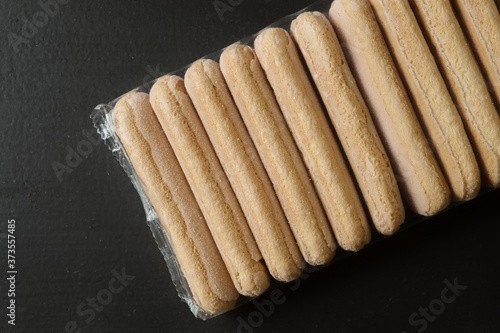 Ladies finger cookies in a package, savoiardi.