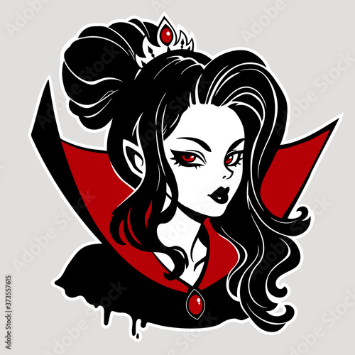 Cute vampire woman in classic vampire cloak