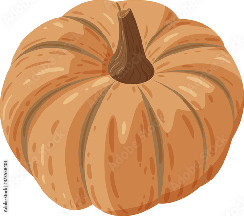 Cozy hygge style. Warm autumn mood. Orange pumpkin isolated on white background. Cute flat cartoon vector illustration. Fall vibes, home design, Halloween.