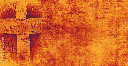 orange and red rough cross worship slide background