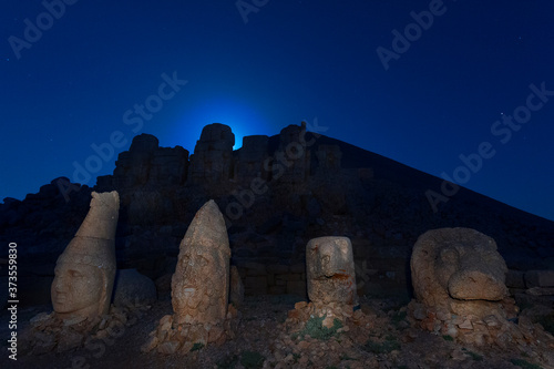 Nemrut Mountain with the statues built in the 1st century BC by Commagene Kingdom, in Adiyaman, Turkey