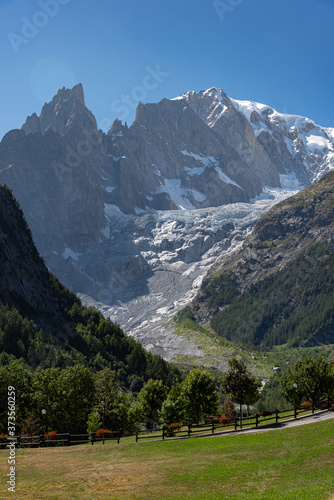 Mont Blanc massif. Mont Blanc and the Brenva glacier. View from Courmayeur photo