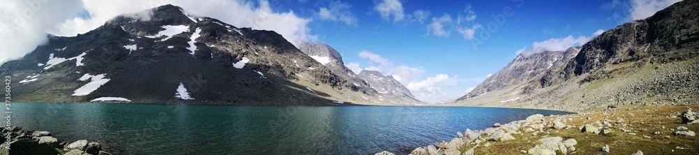 mountain lake and blue sky
