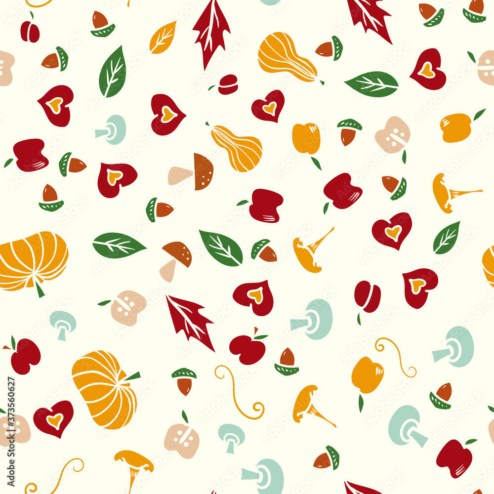 Autumn. Fall. Cute vector colorful pattern.