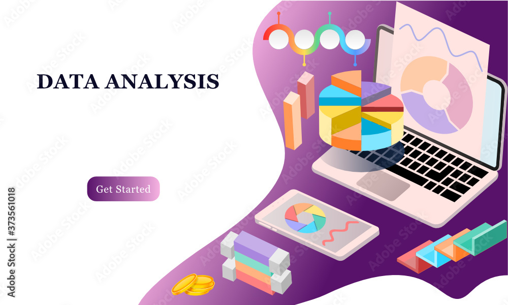 Modern flat design 3d isometric concept of Big Data Analysis for banner and website. Isometric landing page template. Digital information chart and statistic financial budget. Vector illustration. Modern flat design 3d isometric concept of Big Data Analysis for banner and website. Isometric landing page template. Digital information chart and statistic financial budget. Vector illustration.