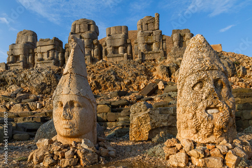 Nemrut Mountain with the statues built in the 1st century BC by Commagene Kingdom, in Adiyaman, Turkey photo