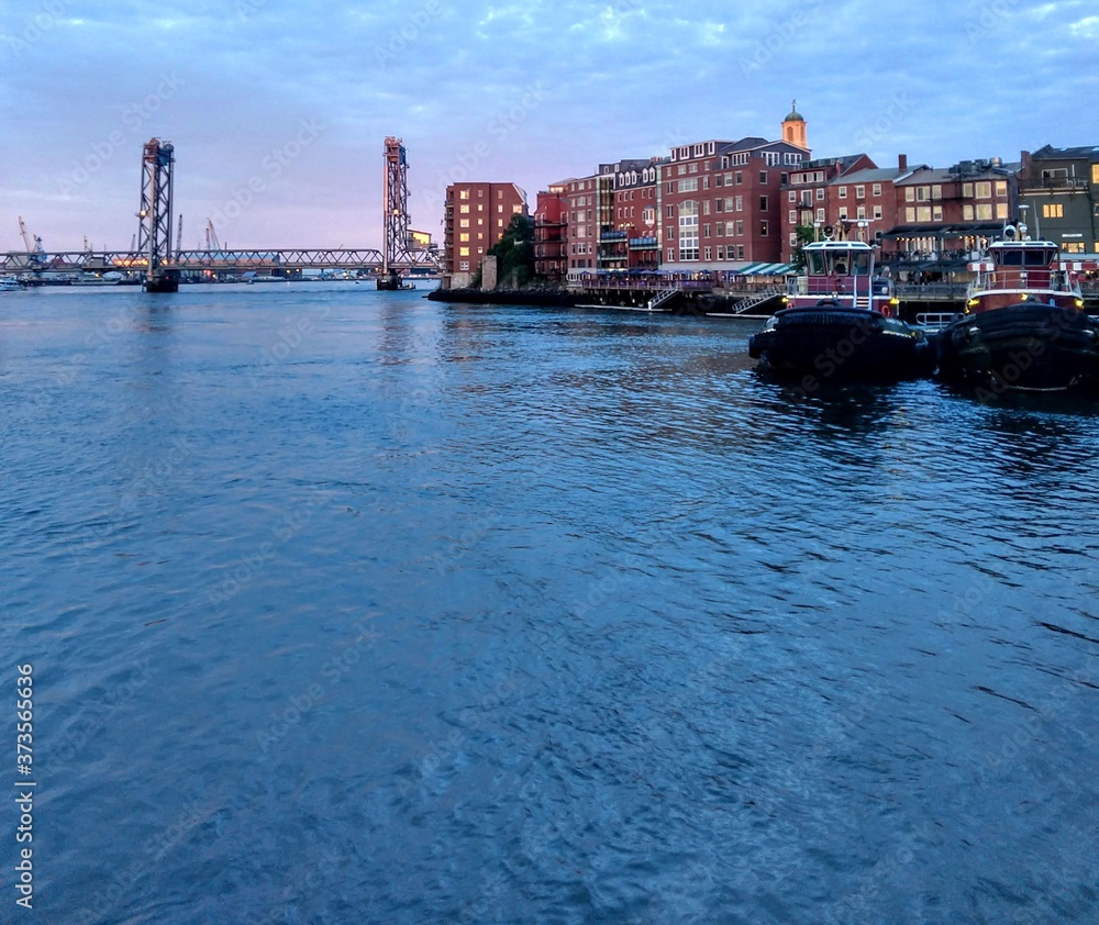 Portsmouth New Hampshire Harbor Front at Sunset