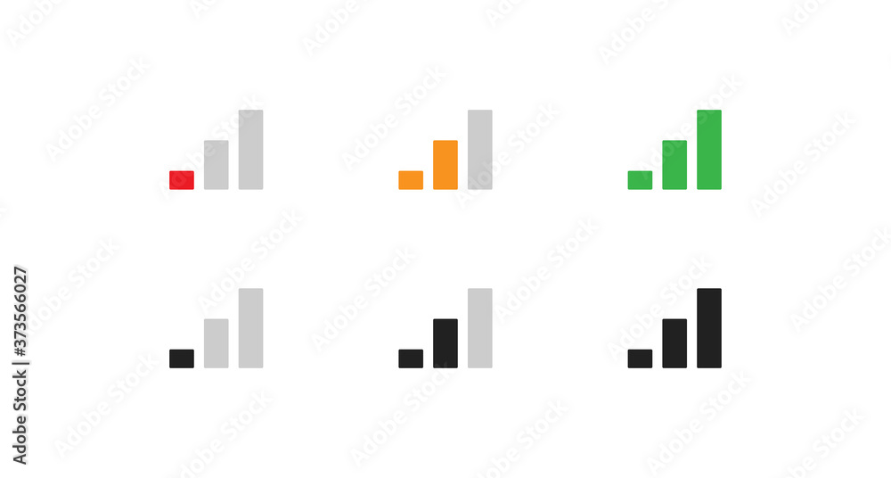 Phone signal bar, simple icon set. Network isolated concept in vector flat
