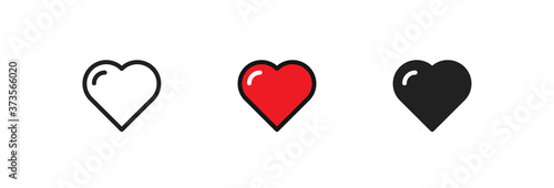 Heart shape, simple isolated icon set. Love concept, symbol in vector flat