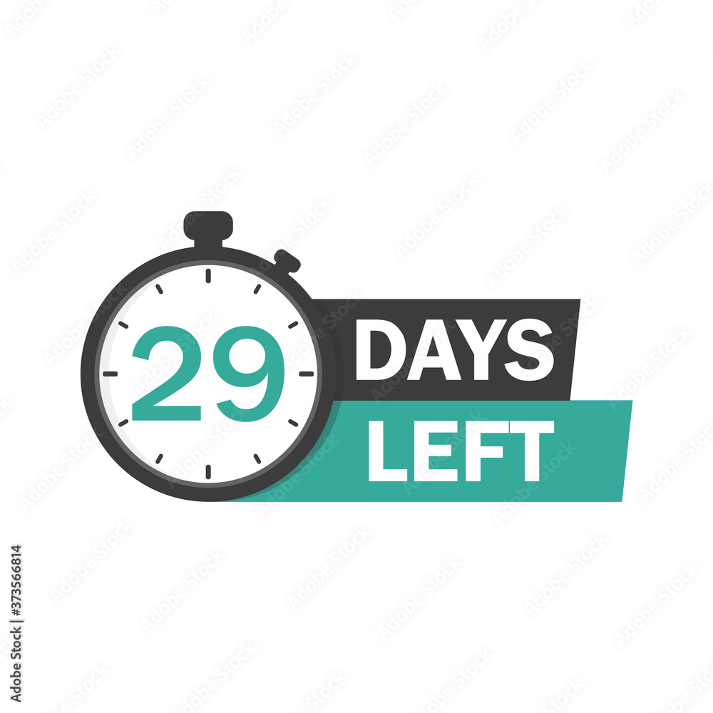 29 days left countdown sign for sale or promotion. 29 days left countdown sign for sale or promotion.