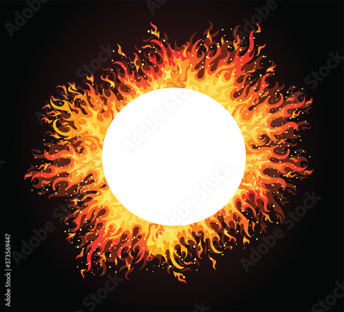 Pattern of fires with white circle on the dark background.