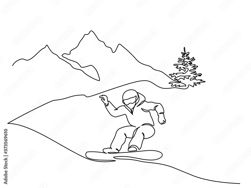 Young snowboarder man ride fast snowboard at snowy mountain. Stock Vector |  Adobe Stock