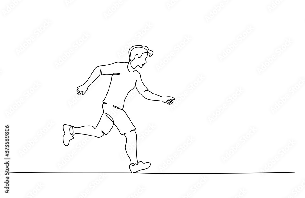 Happy running man. Continuous one line drawing.