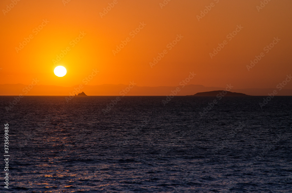 Sunset Over The Coral Sea On Queensland Coast, Australia