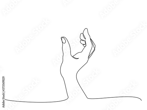 Hand showing something sign. Continuous one line art