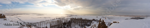 Winter panorama of Lake Van shore  Turkey