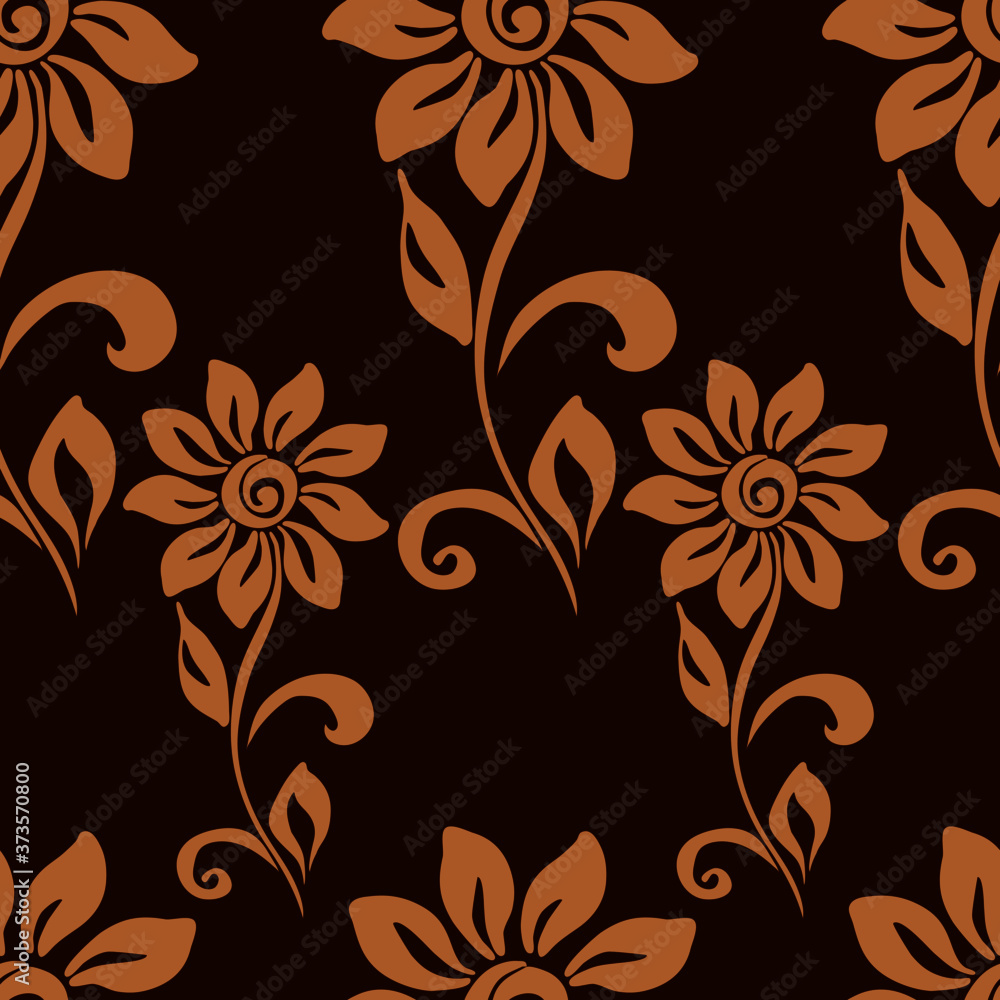 seamless pattern with a pattern of stylized flowers in monochrome colors, ornament for wallpaper and fabric seamless pattern with a pattern of stylized flowers in monochrome colors, ornament for wallpaper and fabric
