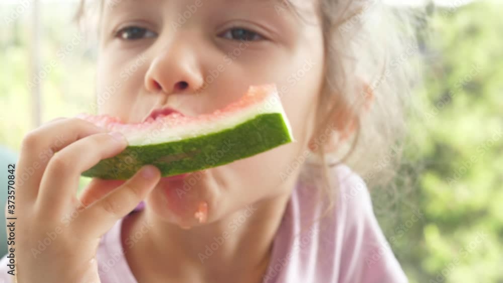 cute little girl child eat eating fresh refreshing juicy watermelon summer cute little girl child eat eating fresh refreshing juicy watermelon summer