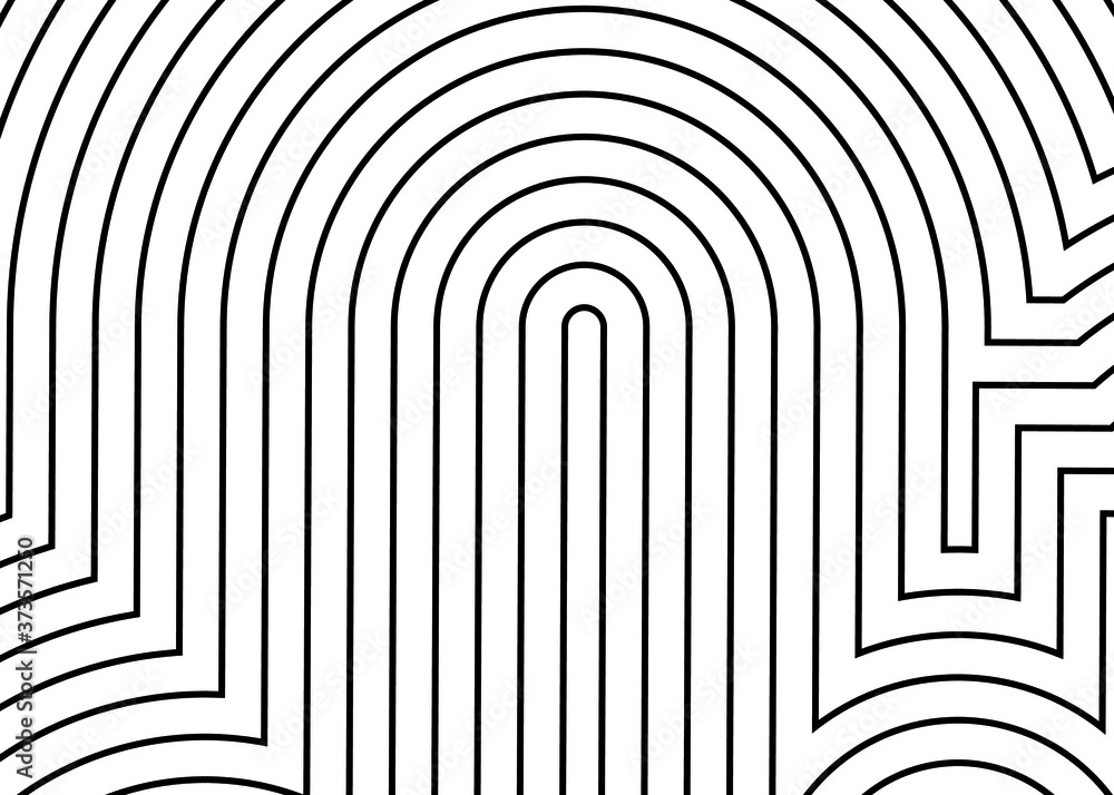 Obraz premium Modern black and white pattern of parallel curves of black lines on a white background. Modern striped vector background