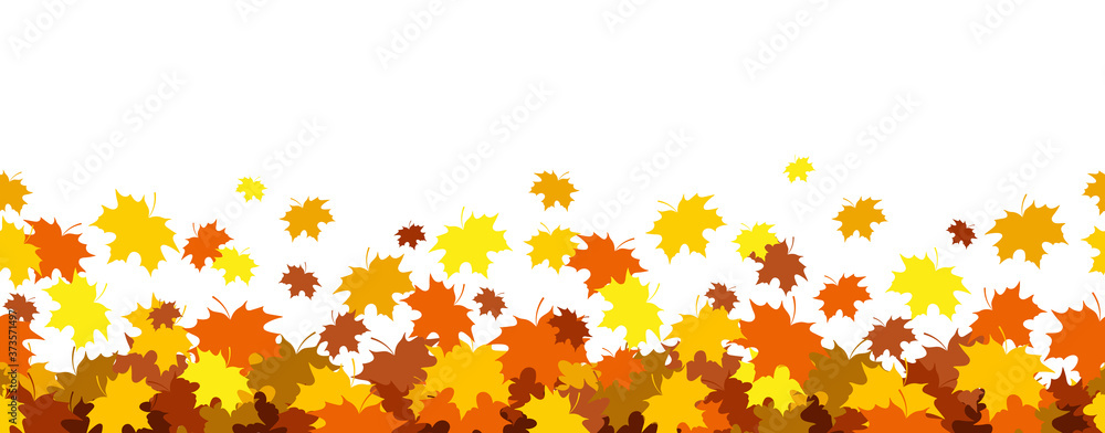 Seamless border with falling maple leaves, autumn background