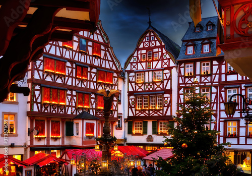 Idyllic christmas market in the old town of Bernkastel-Kues at the Mosel, Germany