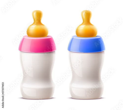 Vector realistic newborn baby bottle with nipple