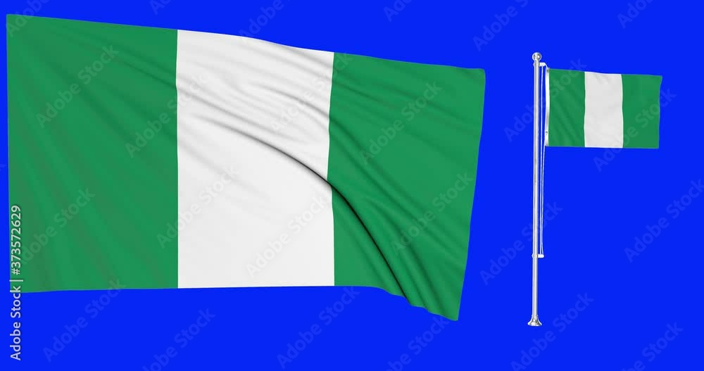 Green screen Nigeria two flags waving in the wind nigerian flagpole animation 3d chroma key Green screen Nigeria two flags waving in the wind nigerian flagpole animation 3d chroma key