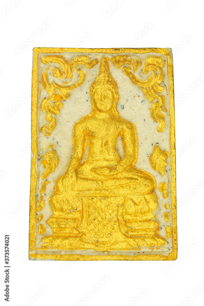 Small Buddha image or Thai amulet isolated on white background