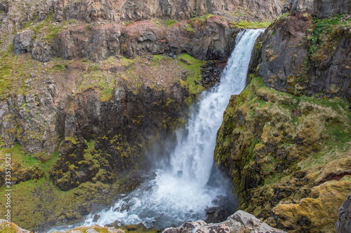 Gljufurarfoss waterfall in Gljufura river in Vopnafjordur in Iceland