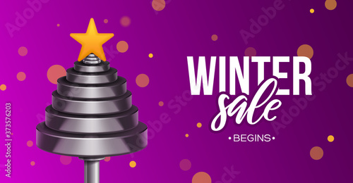 Vector dumbbell weights in fir tree shape.