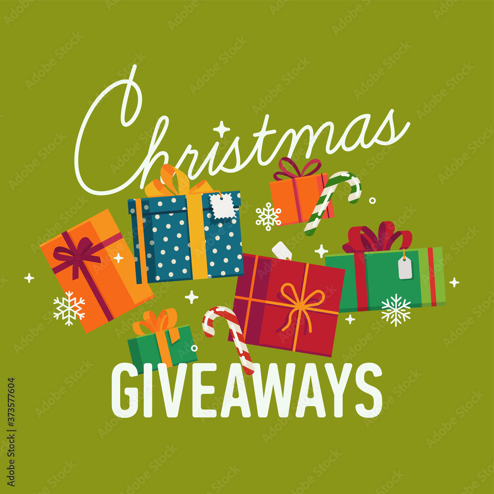 Cool vector banner or poster template on 'Christmas Giveaways' special ...