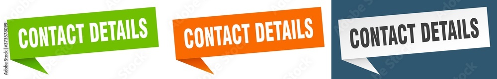 contact details banner sign. contact details speech bubble label set contact details banner sign. contact details speech bubble label set