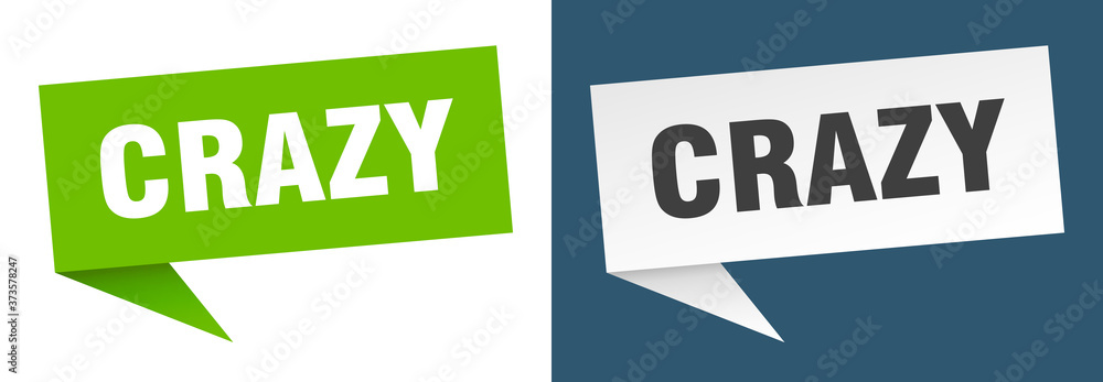 crazy banner sign. crazy speech bubble label set