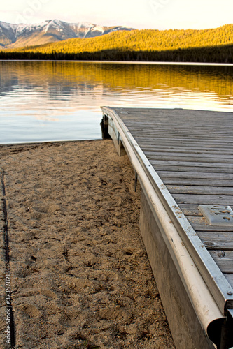 boatdock on lake in mountains photo