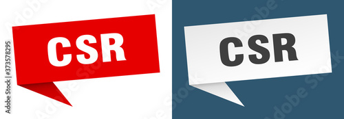 csr banner sign. csr speech bubble label set