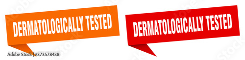 dermatologically tested banner sign. dermatologically tested speech bubble label set