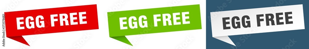 egg free banner sign. egg free speech bubble label set egg free banner sign. egg free speech bubble label set