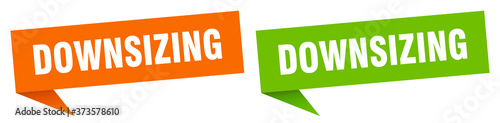 downsizing banner sign. downsizing speech bubble label set