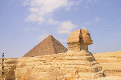 The Sphinx and Giza Pyramids in Cairo - Egypt 