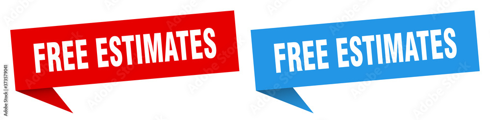 free estimates banner sign. free estimates speech bubble label set free estimates banner sign. free estimates speech bubble label set